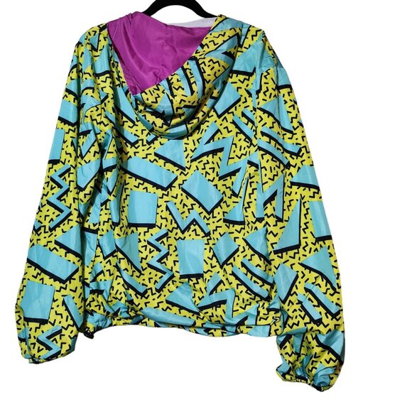 BlackJack 1999 Usa Retro Vintage Windbreaker Resort Geometric Print/Hood Jacket - Picture 3 of 3
